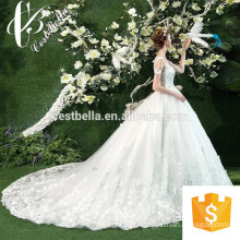 Suzhou Factory Lace Appliqued Long Trem Vestido de casamento Sexy Ball Gown 2017 Full Butterfly Decoração Bridal Wedding Gown